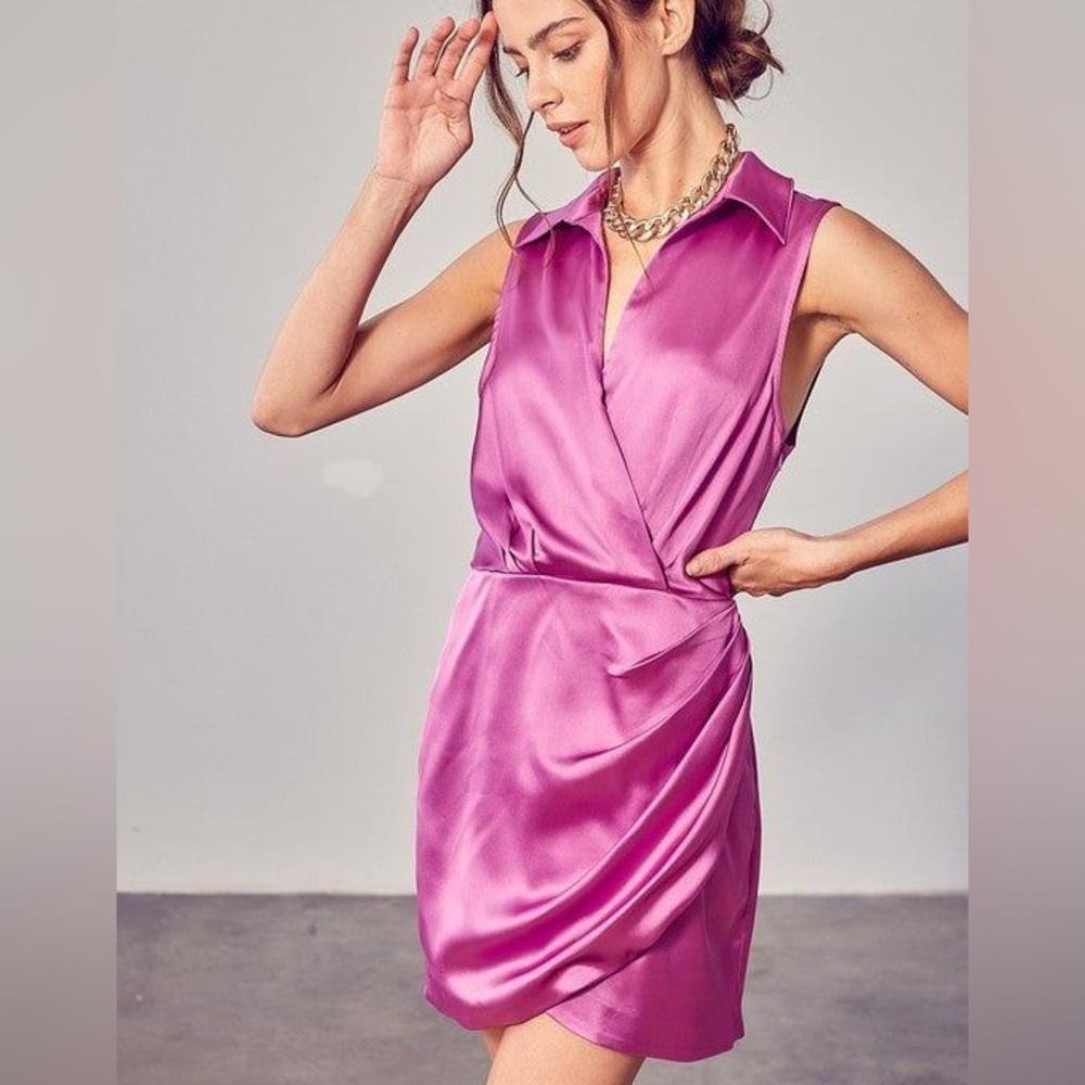 DO+BE Fuchsia Satin Mini Dress